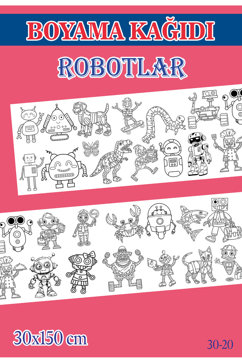 1,5 mt Robotlar Tema Çocuk Aktivite Dev Boyama Kağıdı