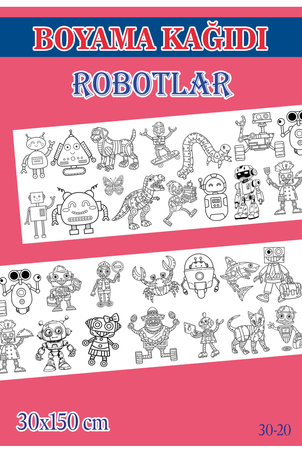 1,5 mt Robotlar Tema Çocuk Aktivite Dev Boyama Kağıdı