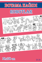 1,5 mt Robotlar Tema Çocuk Aktivite Dev Boyama Kağıdı