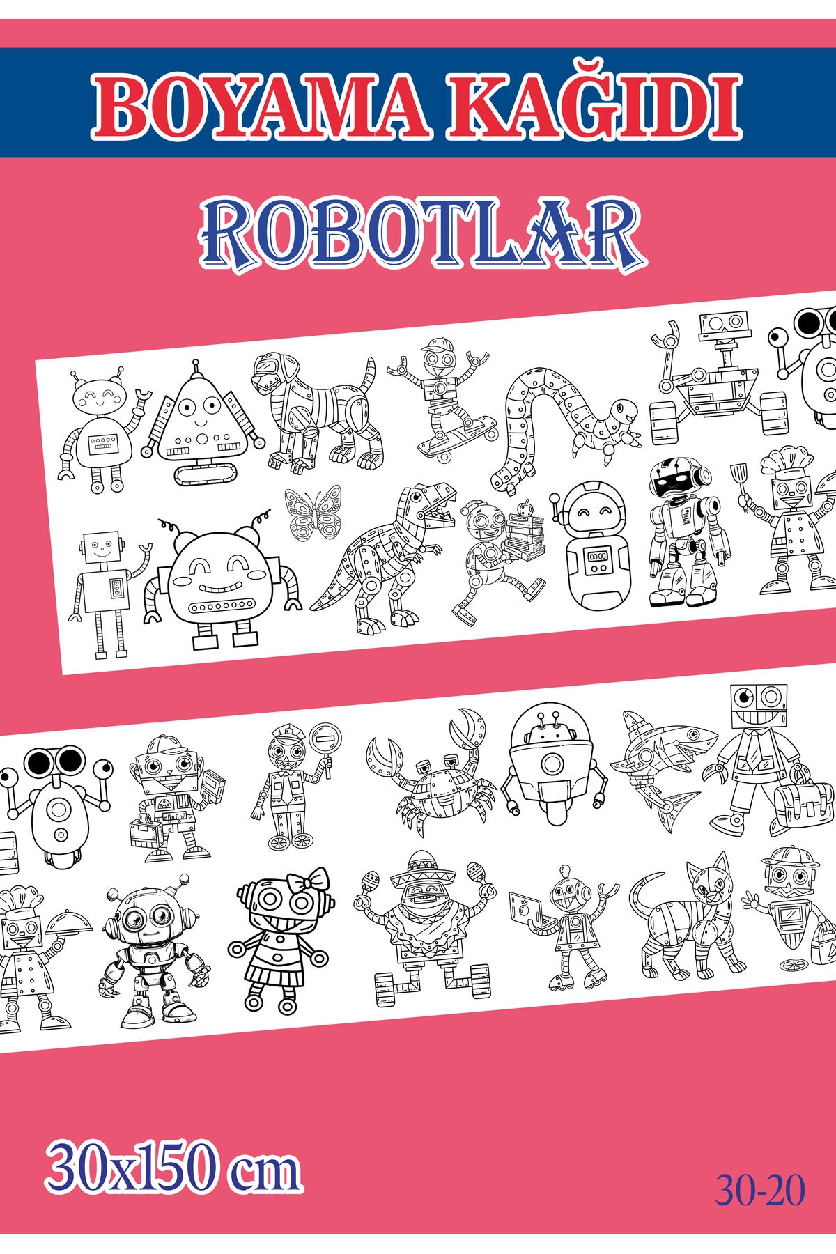 1,5 mt Robotlar Tema Çocuk Aktivite Dev Boyama Kağıdı