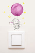 - Priz - Pembe Balonlu Fil Dekoratif Priz Sticker - Sim736