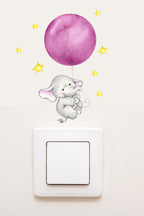 - Priz - Pembe Balonlu Fil Dekoratif Priz Sticker - Sim736