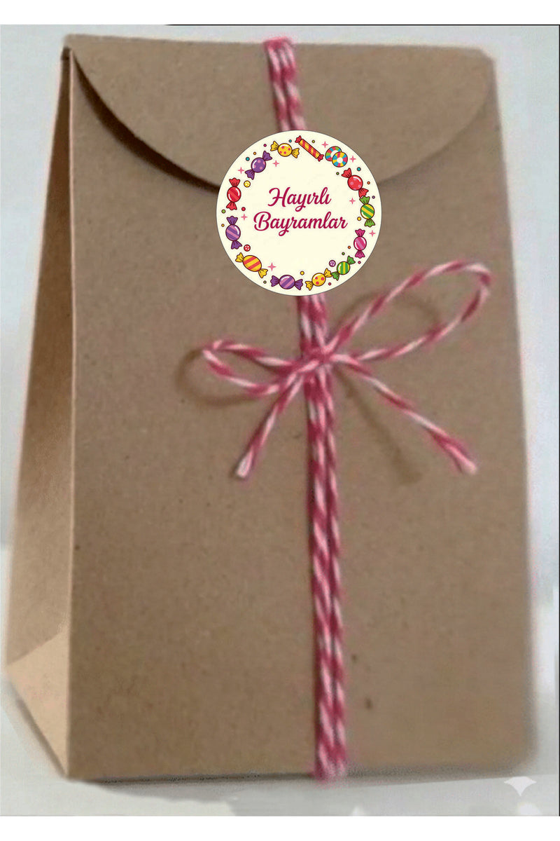 Hayırlı Bayramlar yazılı, Paketleme Kutularına Özel Tasarım Etiketler 4 cm Çapında 15 Adet Etiket