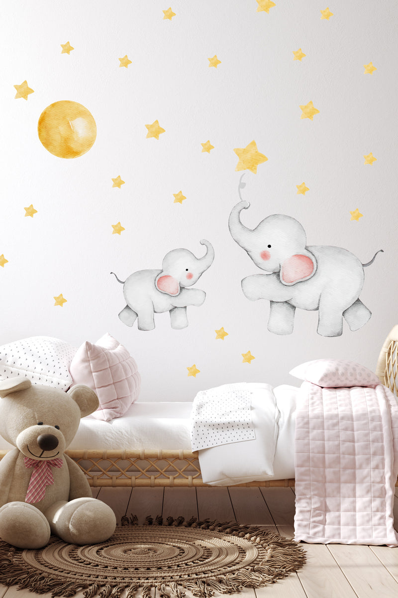 Anne Yavru Soft Renk Sevimli Filler Çocuk Odası Duvar Sticker Seti