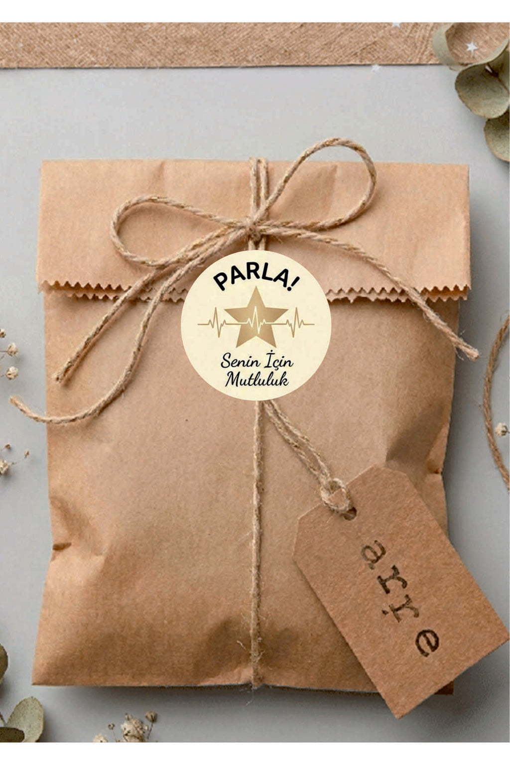 Paketleme Kutularına Özel Tasarım Etiketler 4 cm Çapında 15 Adet