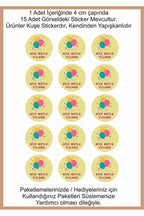 Doğum Günü tebrik sticker seti, 4x4 cm 15 adet Etiket seti
