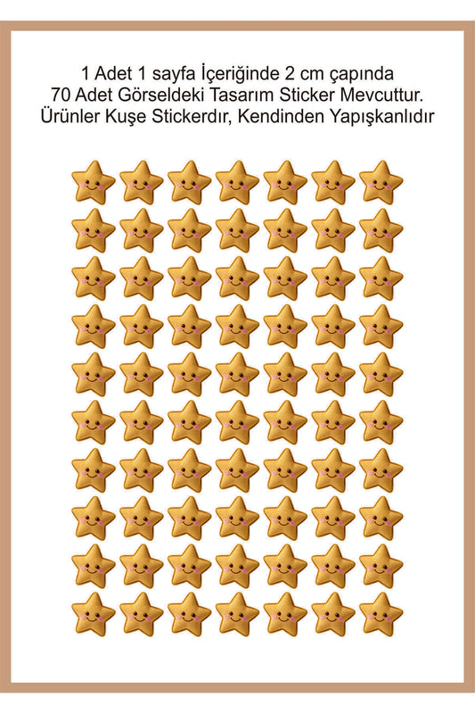 Öğretmenler Için Yıldız Etiket Star Sticker 1 Sayfa 70 Adet 2cm boyut toplam 140 ad (2 sayfa)