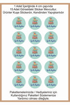 Doğum Günü tebrik sticker seti, 4x4 cm 15 adet Etiket seti