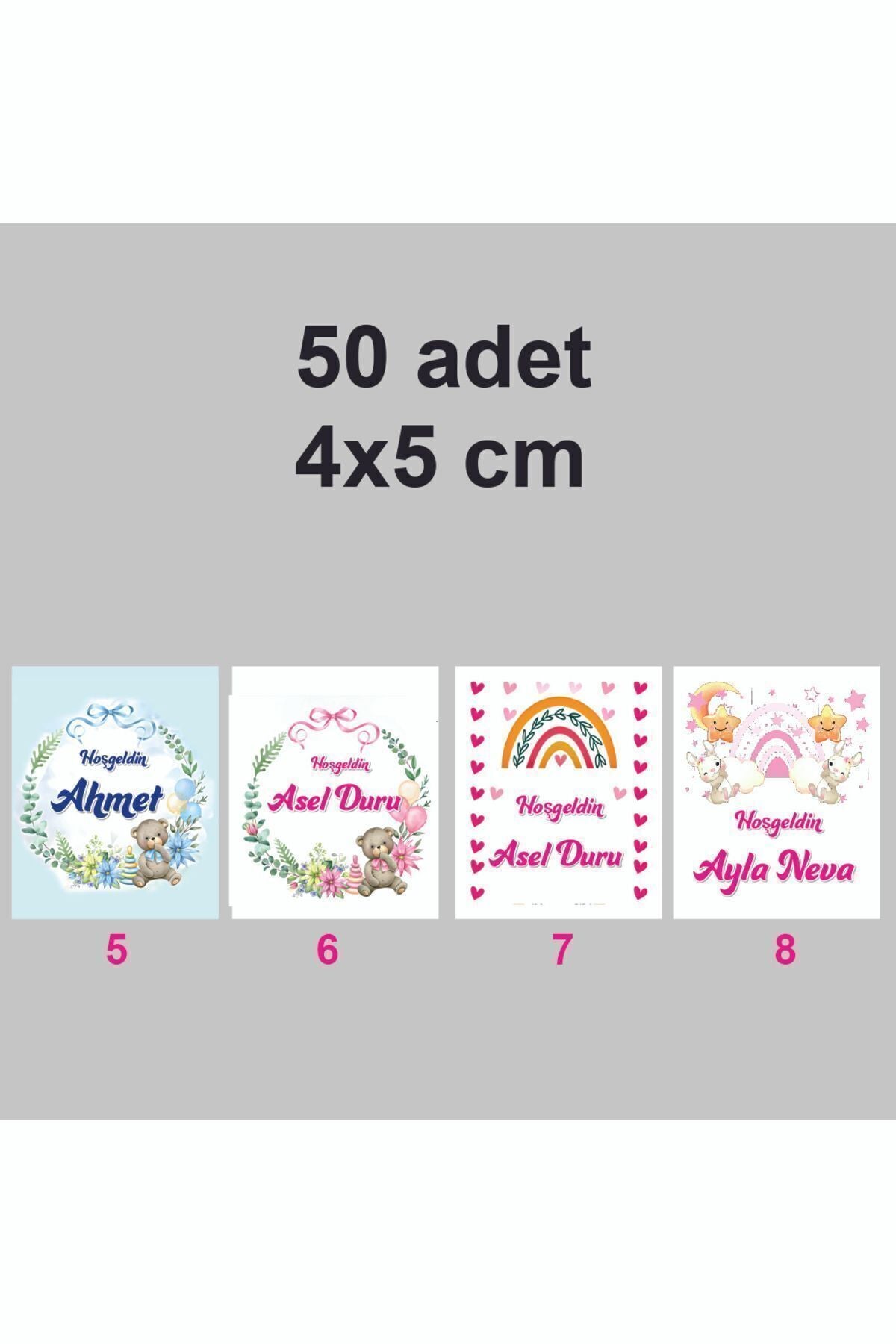 Kişiye Özel Kolonya Çikolata Özel Gün Etiketi Baby Shower Sticker 4x5 Cm 50 Adet