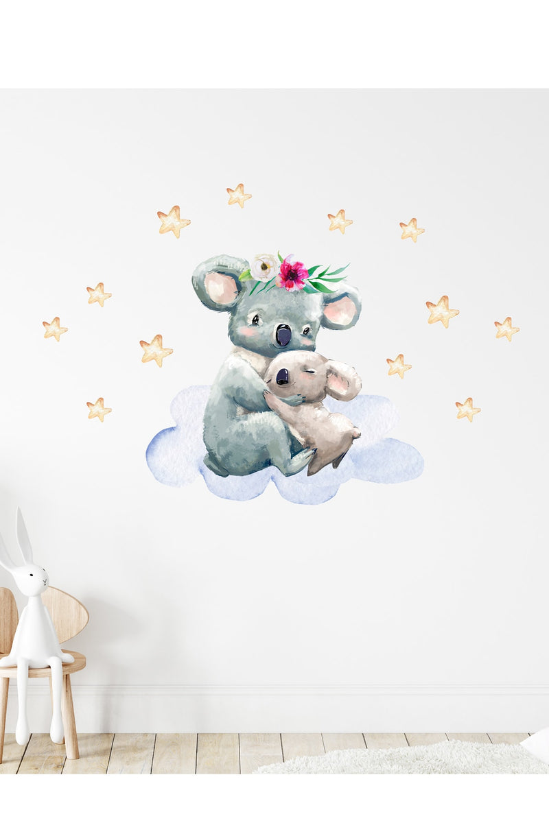 Annesi Yavrusu Sevimli Koala Duvar Sticker Seti