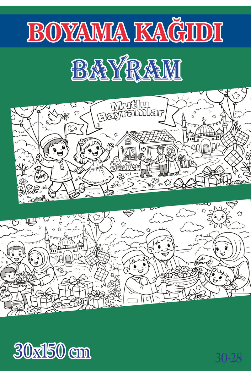 1,5 mt Bayram Tema Çocuk Aktivite Dev Boyama Kağıdı