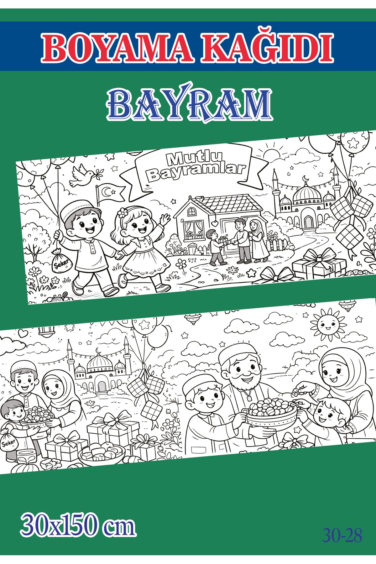 1,5 mt Bayram Tema Çocuk Aktivite Dev Boyama Kağıdı