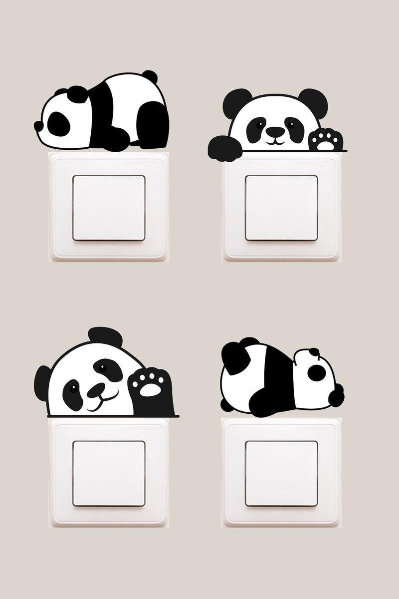 4lü Panda Dekoratif Priz Sticker Seti - Sim743