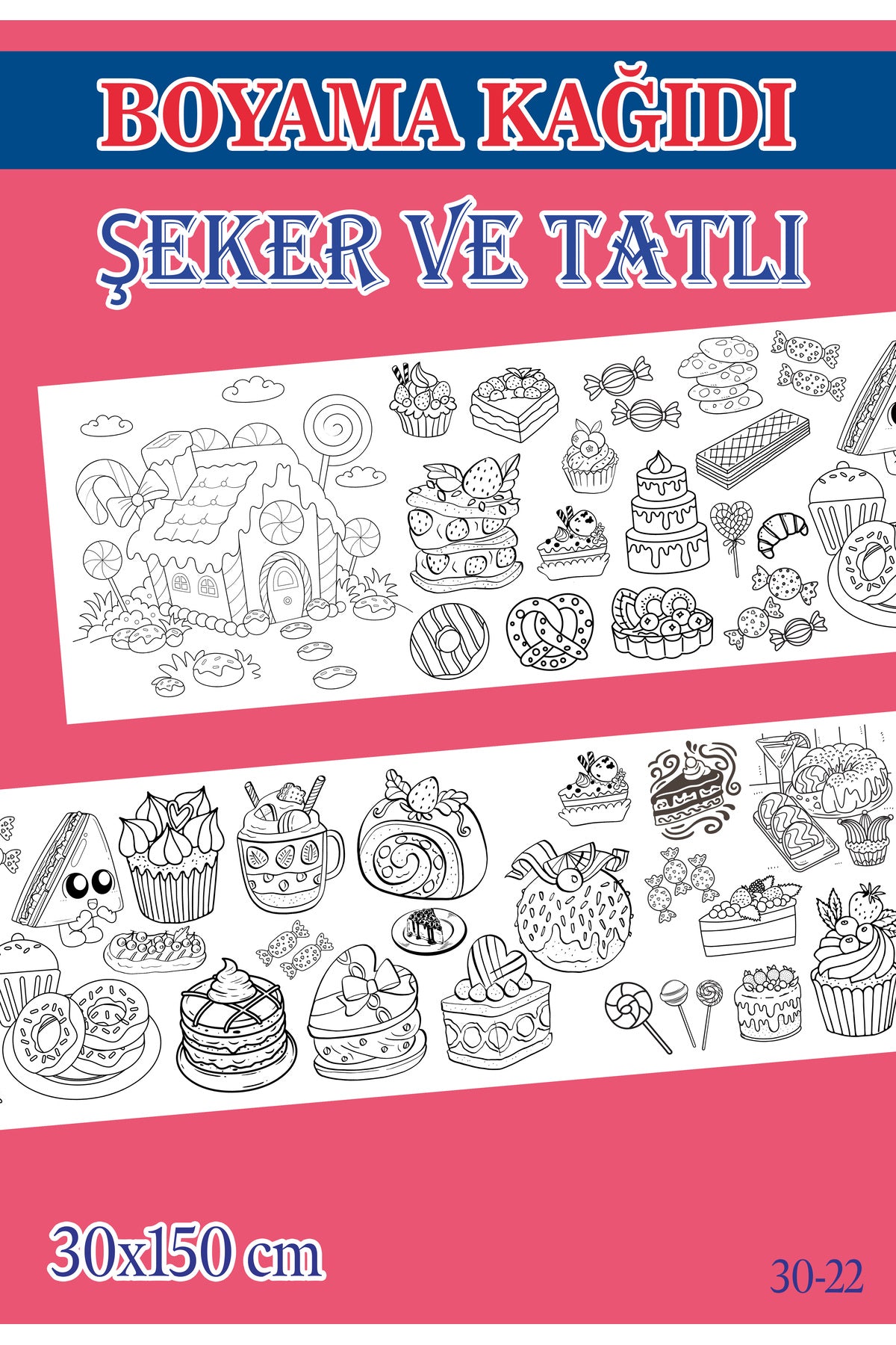 1,5 mt Şeker ve Tatlılar Tema Çocuk Aktivite Dev Boyama Kağıdı