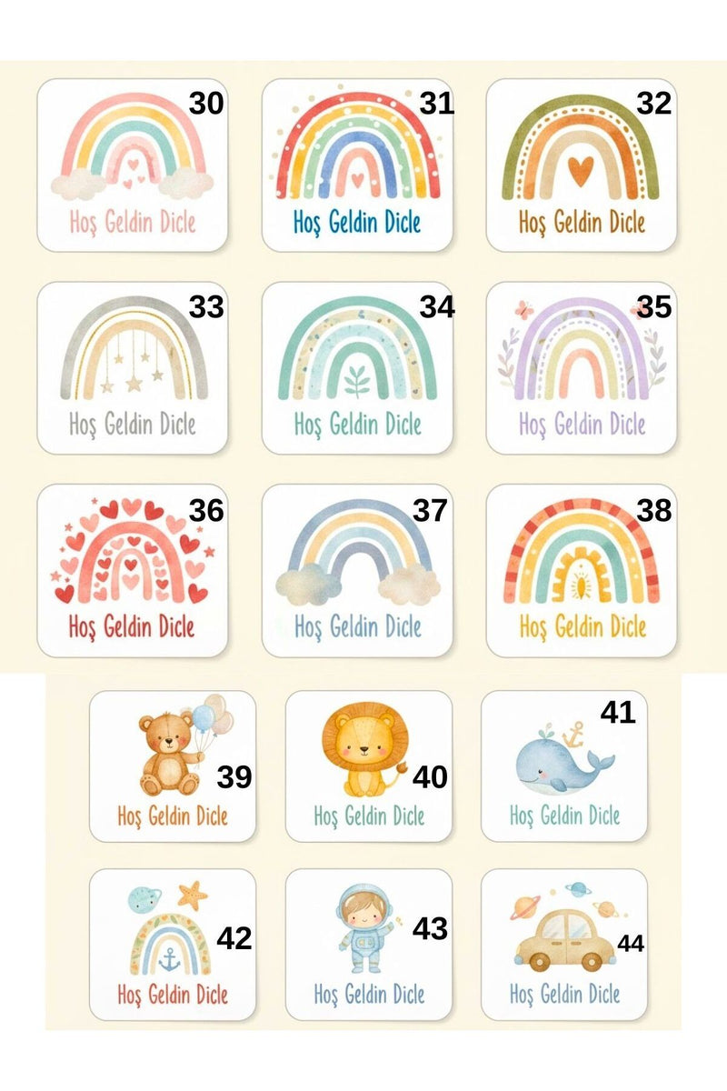 Kişiye Özel Kolonya ve Çikolata Etiketleri - Baby Shower Sticker (4x5 cm, 60Adet)