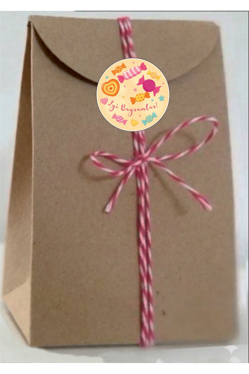 İyi Bayramlar yazılı, Paketleme Kutularına Özel Tasarım Etiketler 4 cm Çapında 15 Adet Etiket
