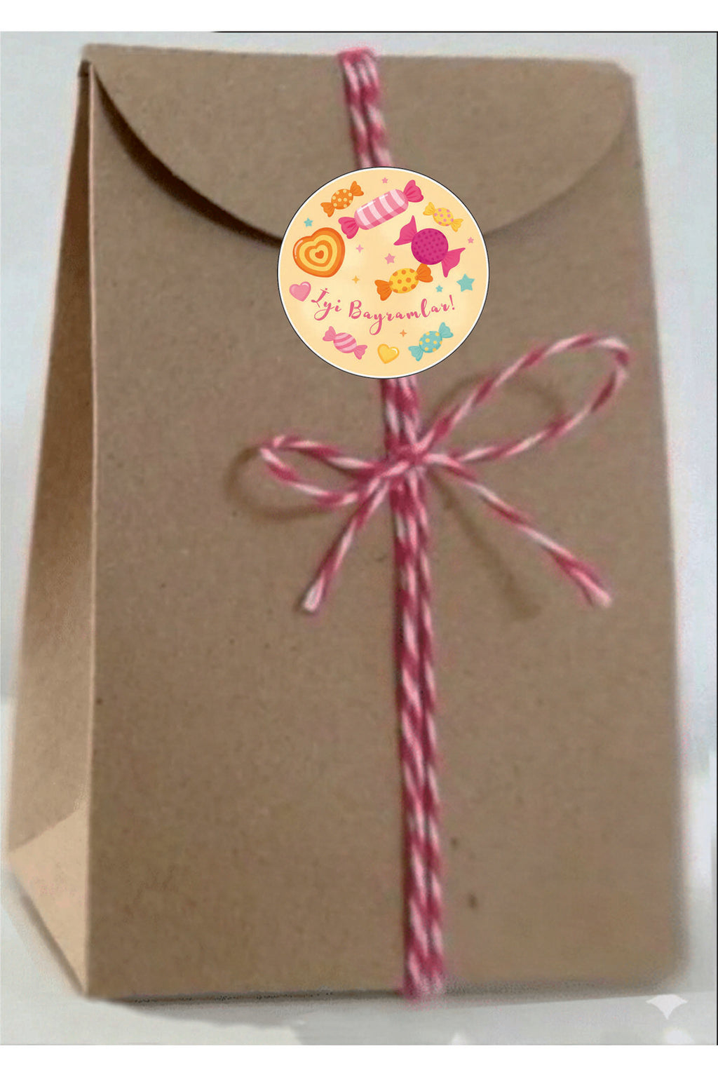 İyi Bayramlar yazılı, Paketleme Kutularına Özel Tasarım Etiketler 4 cm Çapında 15 Adet Etiket
