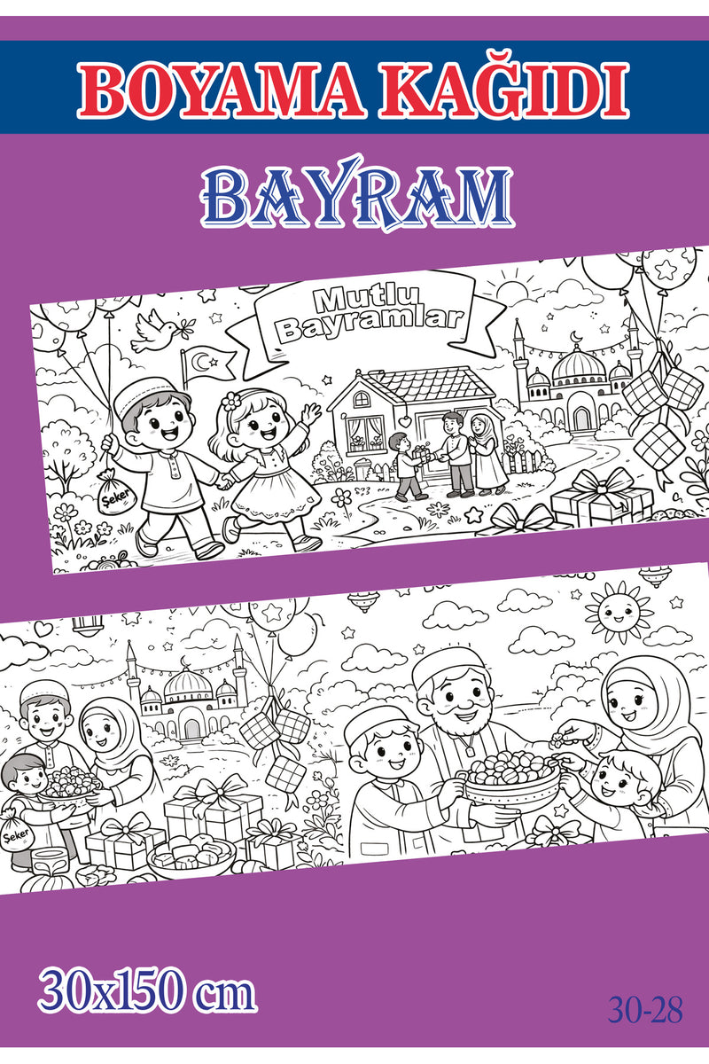 1,5 mt Bayram Tema Çocuk Aktivite Dev Boyama Kağıdı
