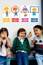 Şekiller Tema 4lü set Okul Kreş Eğitici Duvar Sticker Seti