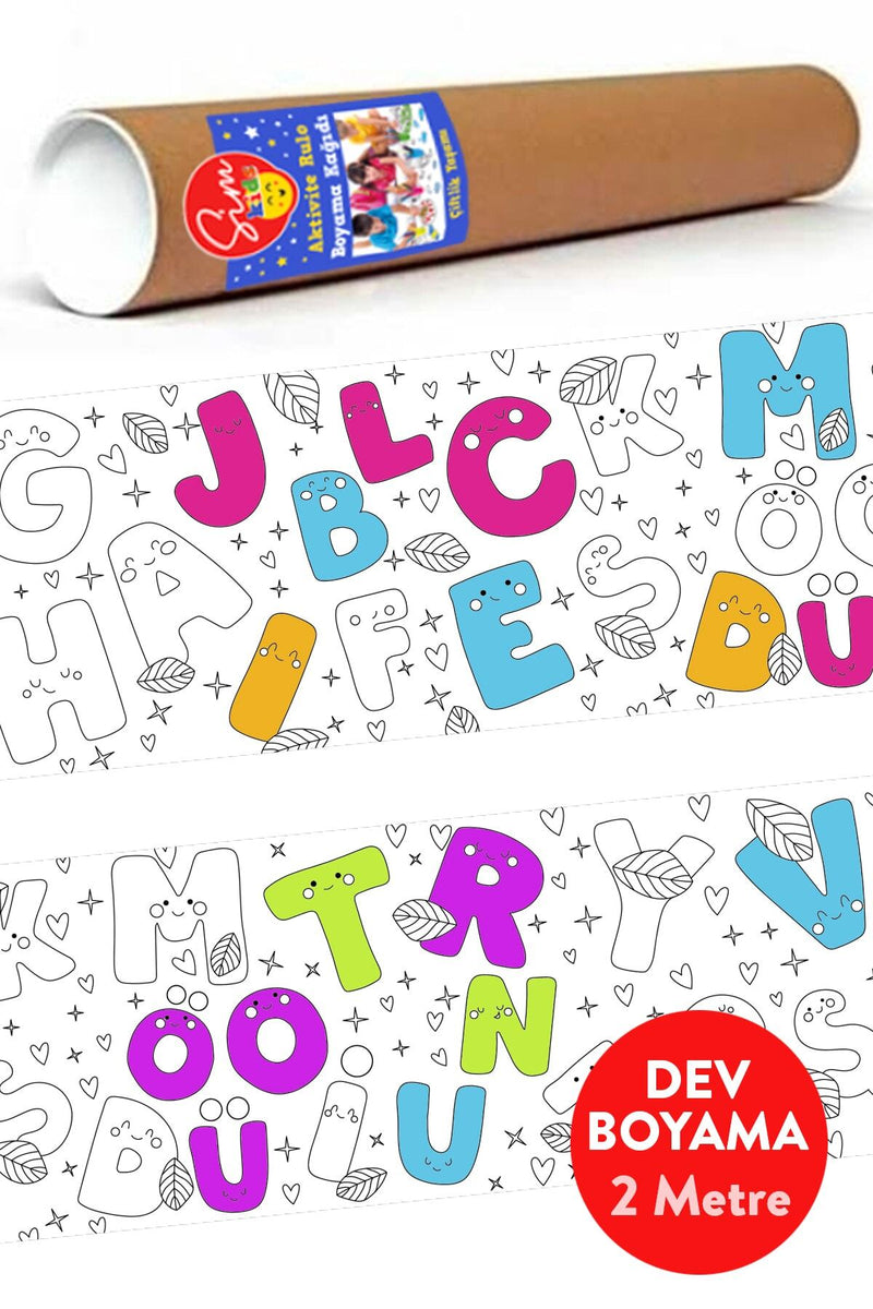 Boyama Harfleri Öğreniyorum Eğlenceli Alfabe Tatil Etkinlik Aktivite Dev Boyama Kağıdı
