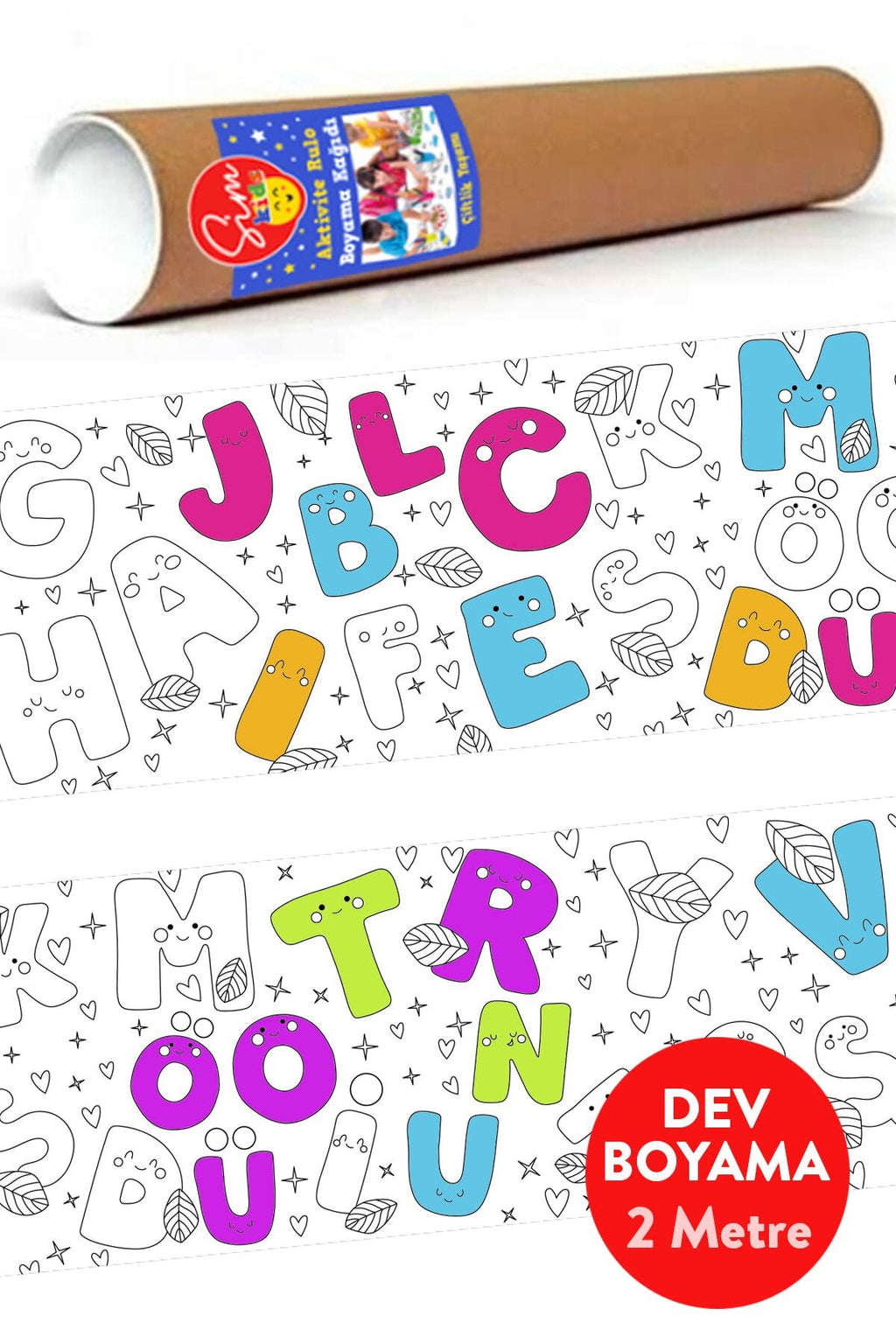 Boyama Harfleri Öğreniyorum Eğlenceli Alfabe Tatil Etkinlik Aktivite Dev Boyama Kağıdı