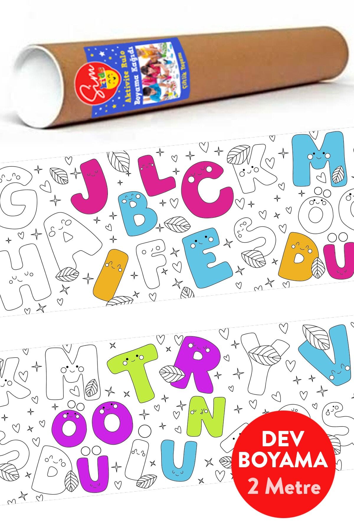 Boyama Harfleri Öğreniyorum Eğlenceli Alfabe Tatil Etkinlik Aktivite Dev Boyama Kağıdı