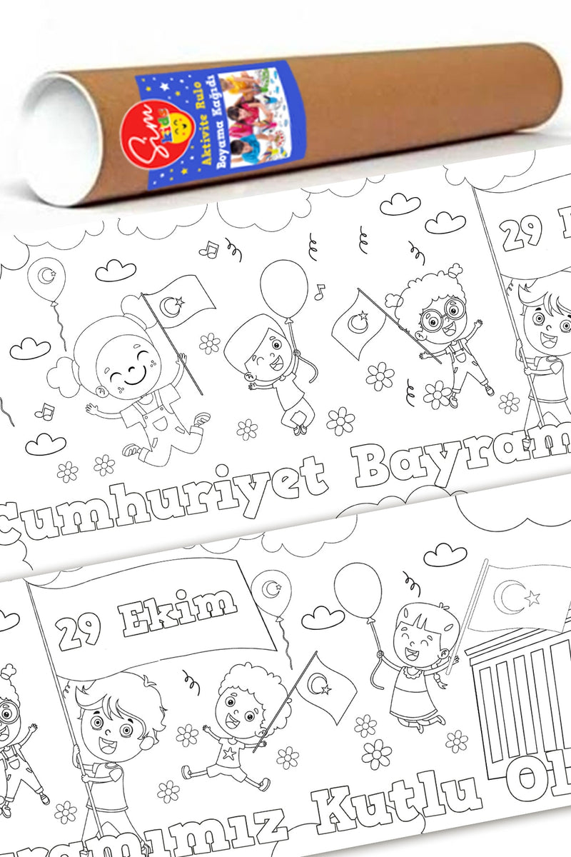 29 Ekim Cumhuriyet Bayramı Boyama Aktivite Kağıdı - 50 X 200 Cm