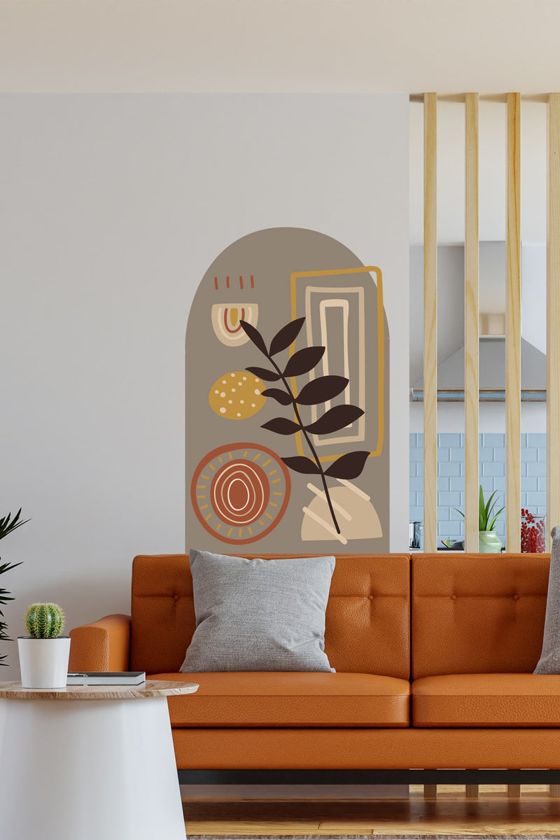 Boho 08 - Bohem Yaprak Soyut Şekiller Dekoratif Duvar Sticker