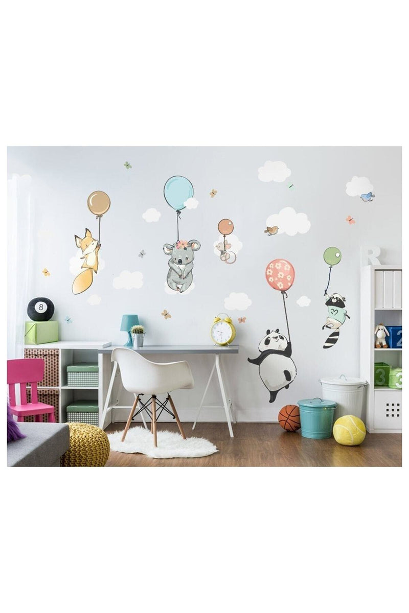 Çocuk Odası Duvar Sticker Seti Balonlu Hayvanlar