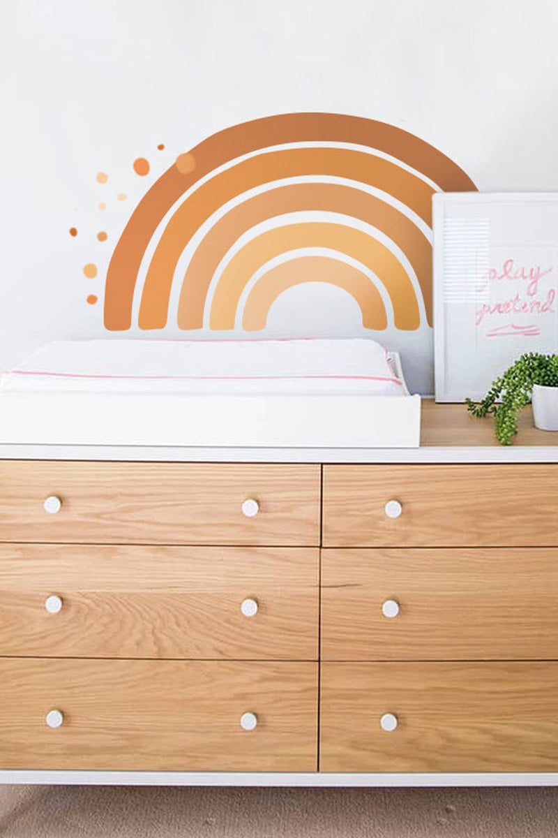 Boho Kahverengi Tonlu Gökkuşağı Çocuk Odası Duvar Sticker Seti