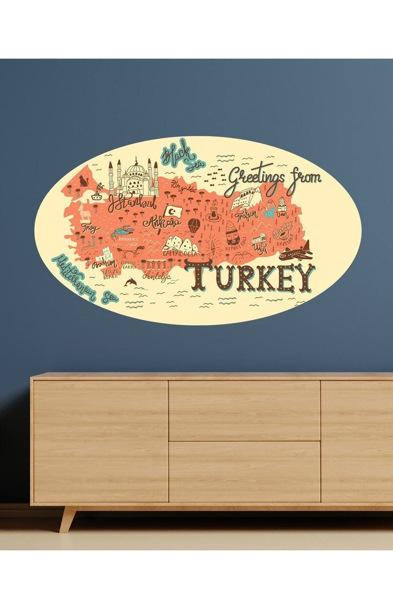 Oval Türkiye Haritası Duvar Sticker