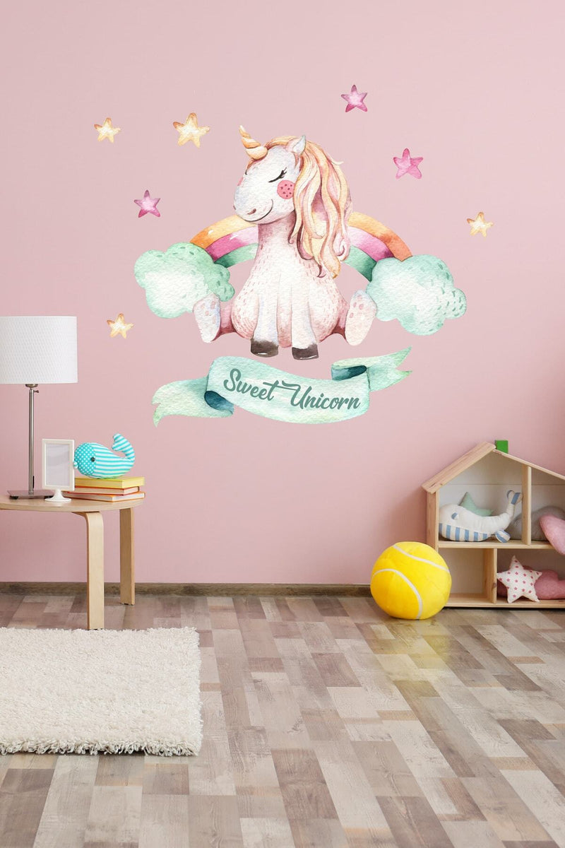 Yıldızlı Unicorn Duvar Sticker Seti