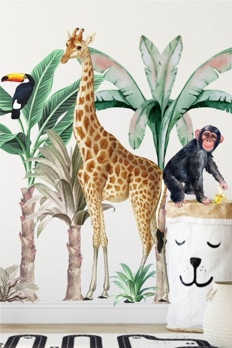 Mega Büyük Boy Tropikal Safari Çocuk Odası Sticker