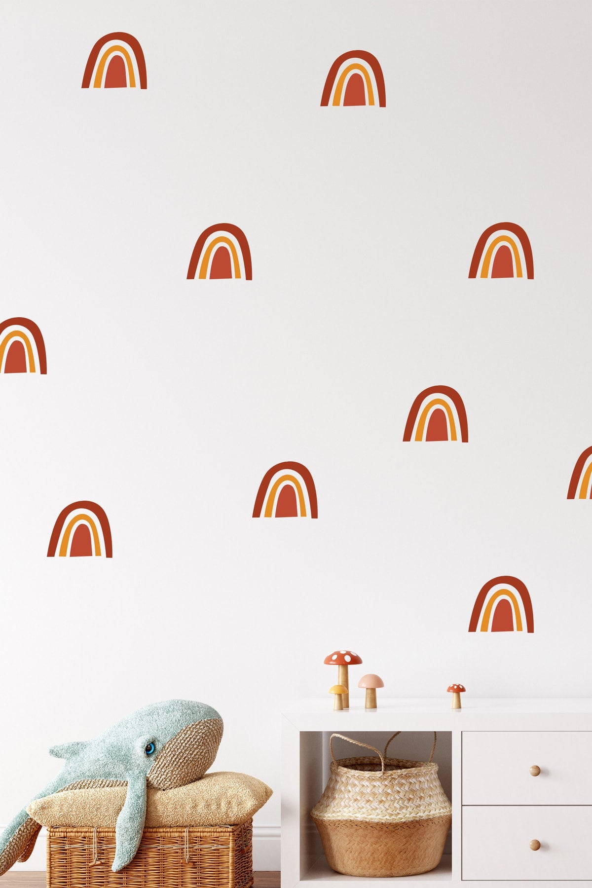 Boho Kahverengi Mini Gökkuşakları Duvar Sticker Seti
