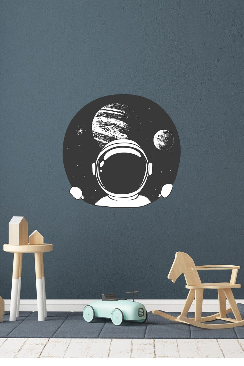 Siyah Astronot Duvar Sticker Seti