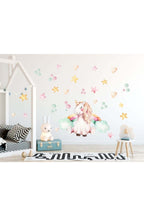 Unicorn Rüyası Renkli Puantiye Yıldızlar Ve Kalpler Duvar Sticker Seti