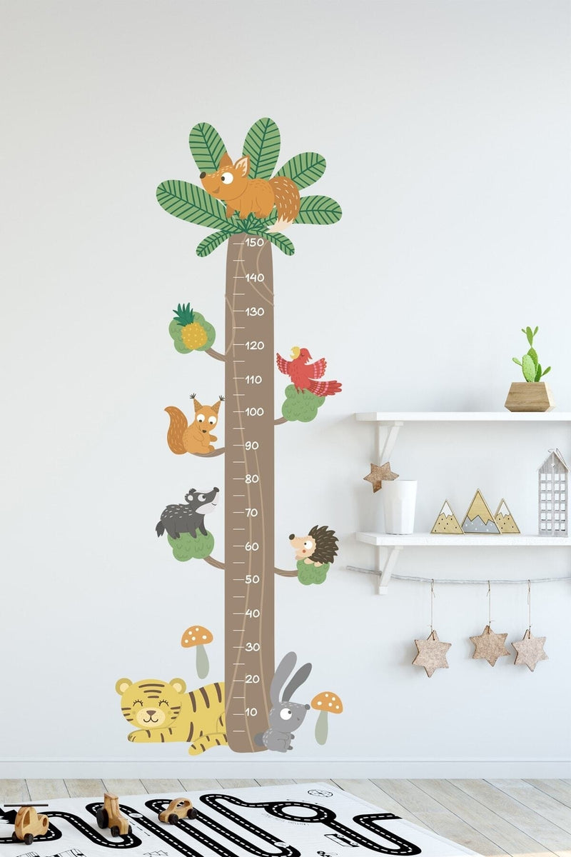 Orman Canlıları Boy Ölçer Duvar Sticker