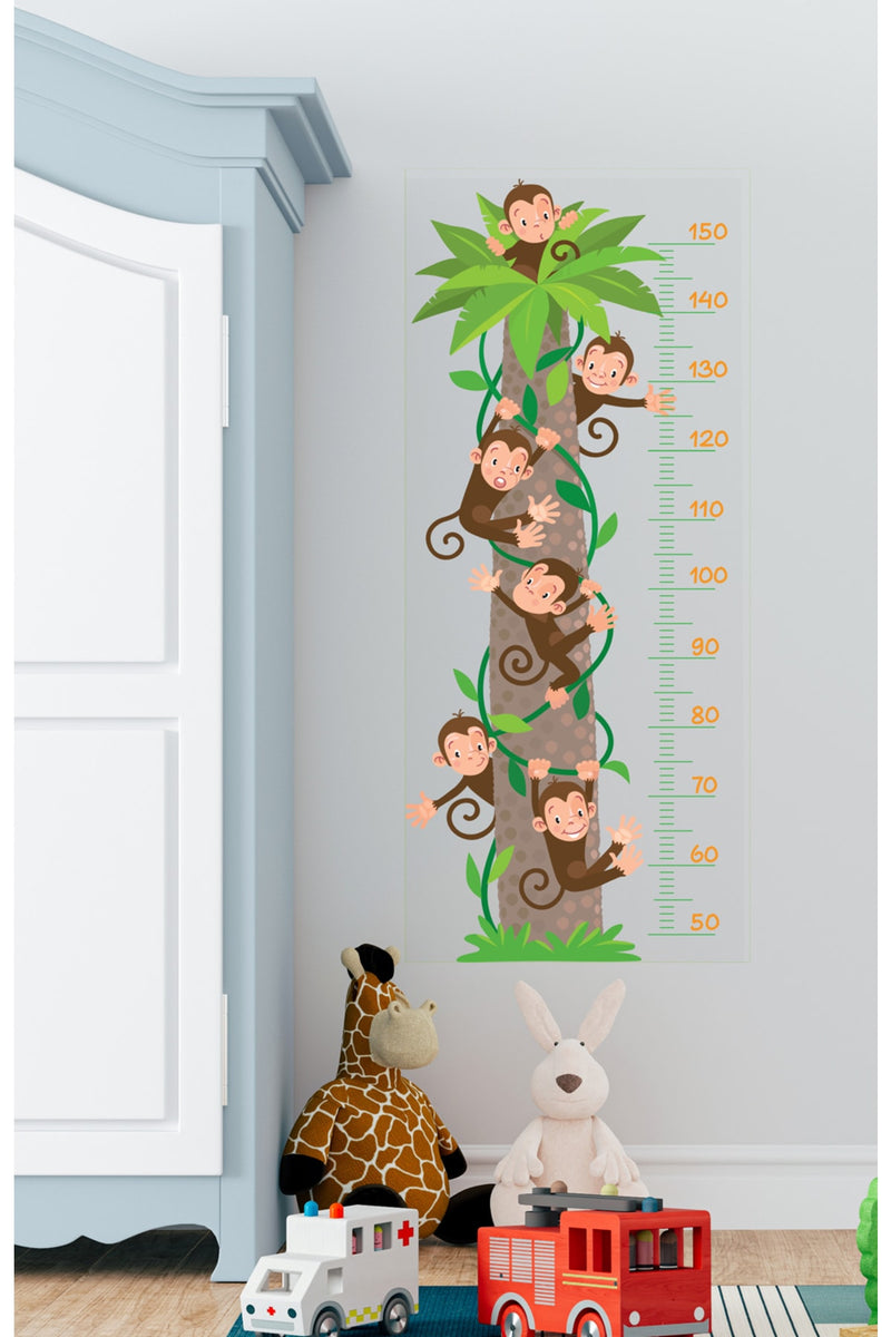 Afacan Maymunlar Boy Ölçer Çocuk Odası Duvar Sticker