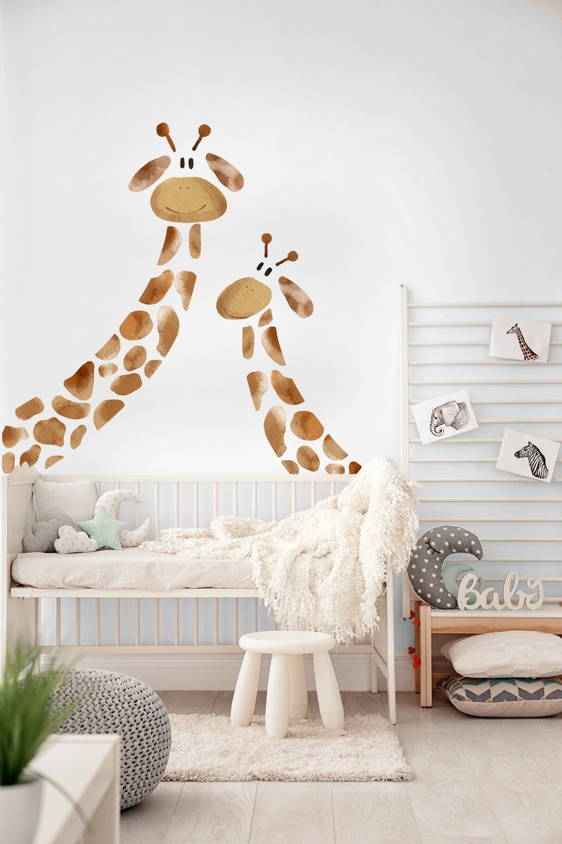 Anne Bebek Zürafa Çocuk Odası Duvar Sticker Seti - Sim706