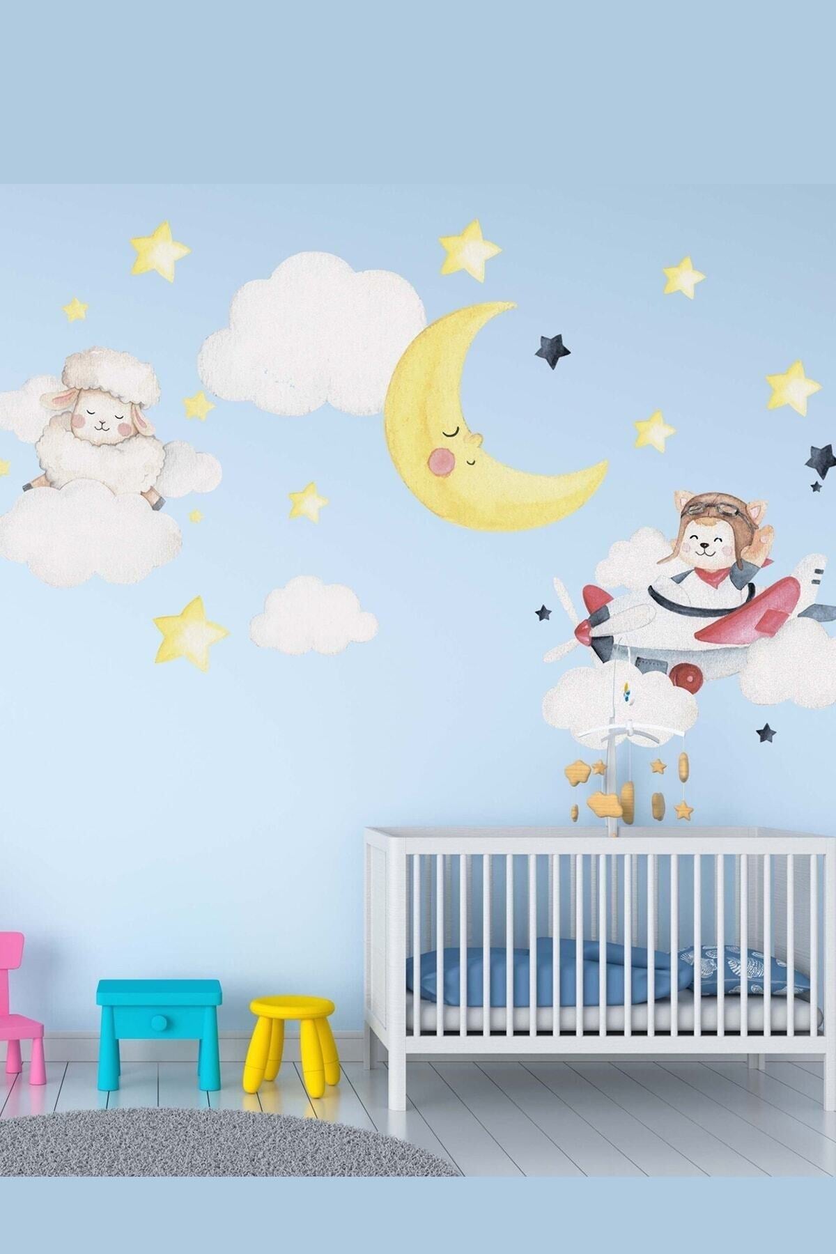 Bebek Hayvanlar Ve Aydede Duvar Sticker Seti