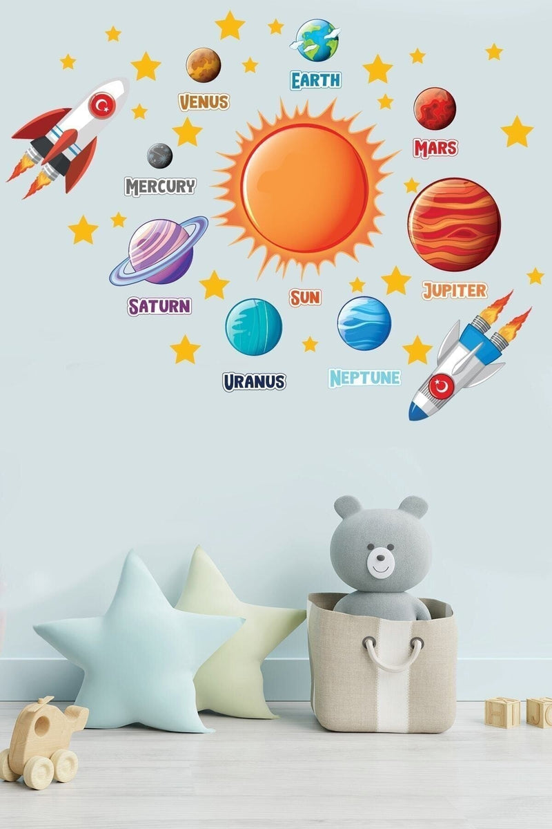 Güneş Sistemi Ve Gezegenler Temalı Çocuk Odası Duvar Sticker