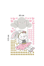 Salıncakta Neşeli Tavşan Duvar Sticker Seti - Sim748