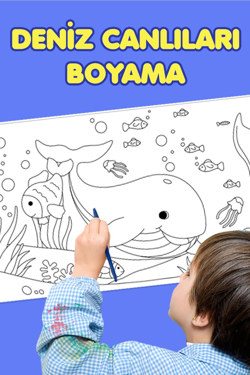 Deniz Canlıları Tema Eğitici Tatil Etkinlik Aktivite Boyama Kağıdı