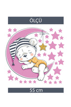 Pembe Uyuyan Ayıcık Tatlı Rüyalar Duvar Sticker Seti