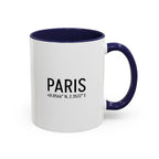 Paris Coordinates Accent Coffee Mug — City Travel Souvenir (11/15oz)
