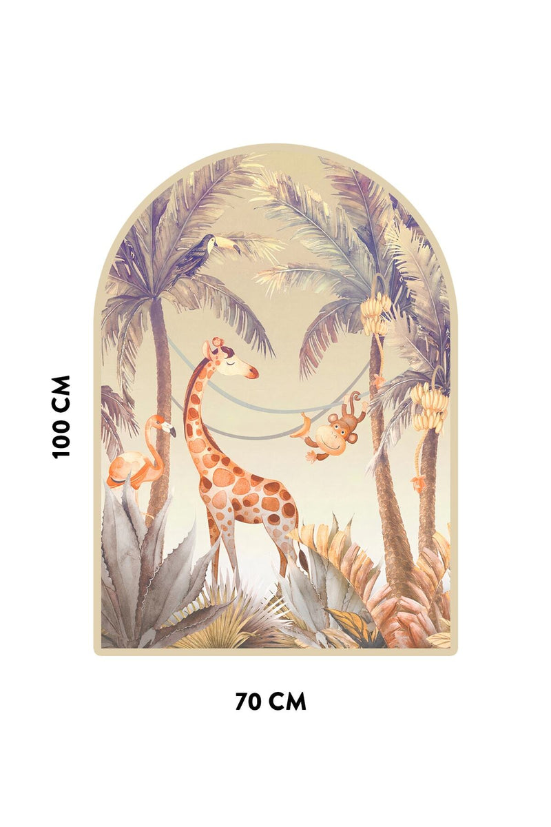 Oval Vintage Tropikal Orman Dekoratif Duvar Sticker