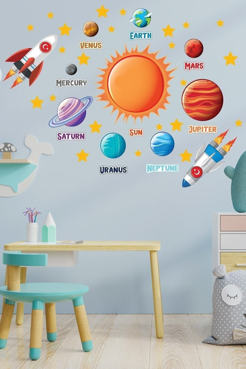 Güneş Sistemi Ve Gezegenler Temalı Çocuk Odası Duvar Sticker