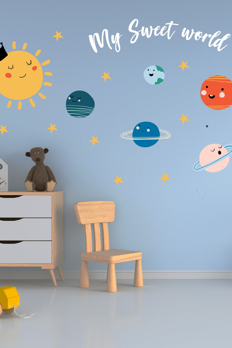 Sevimli Gezegenler Duvar Sticker Seti