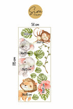 - Kapı Sticker - Suluboya Tropikal Safari Hayvanlar Çocuk Odası Kapı Sticker Seti