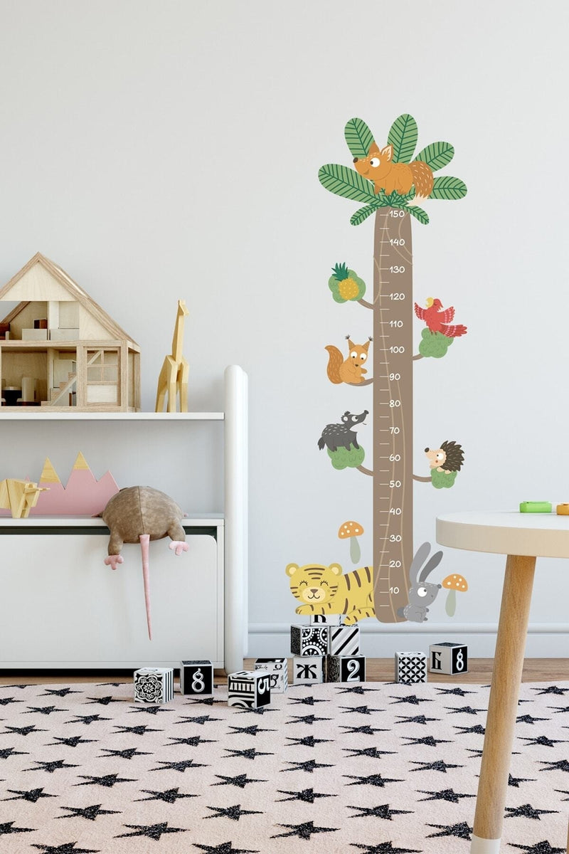 Orman Canlıları Boy Ölçer Duvar Sticker
